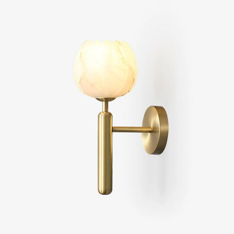 Mian Alabaster Flower Wall Lamp with Brass Frame