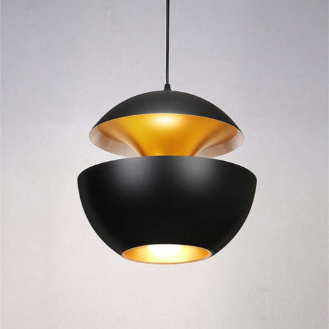 Sculptural Metal Pendant Light with Dual Bowl Design for Modern Interior Lighting