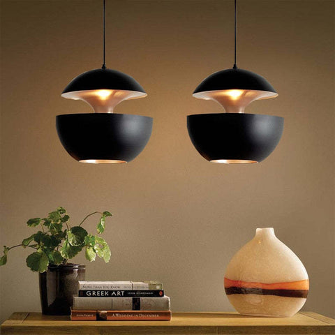Sculptural Metal Pendant Light with Dual Bowl Design for Modern Interior Lighting