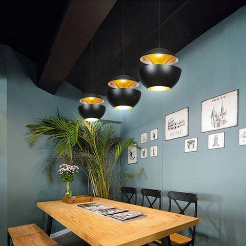 Sculptural Metal Pendant Light with Dual Bowl Design for Modern Interior Lighting