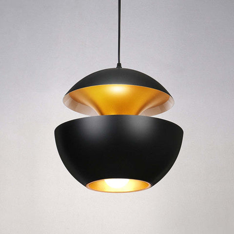 Sculptural Metal Pendant Light with Dual Bowl Design for Modern Interior Lighting