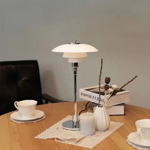 Glass Shade Table Lamp with Metal Base