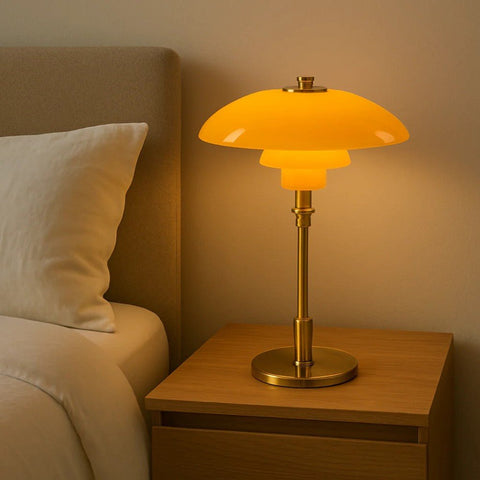 Glass Shade Table Lamp with Metal Base