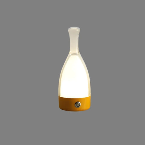 Bottle-Shaped Rechargeable LED Table Lamp with Transparent Glass-Style Shade and Colorful Base