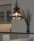 Industrial Glass Pendant Light with Metal Bowl Frame — product view
