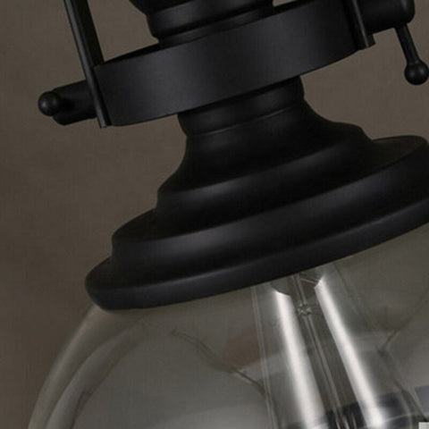 Industrial Glass Pendant Light with Metal Bowl Frame — product view