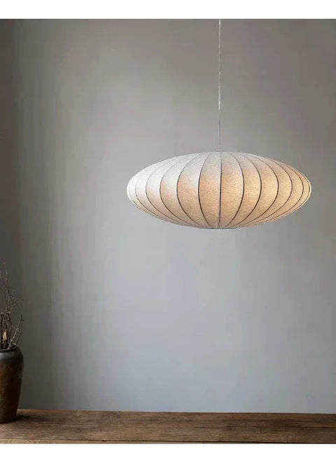 Pleated Fabric Pendant Ceiling Light with Wide Rounded Shade for Modern Interiors