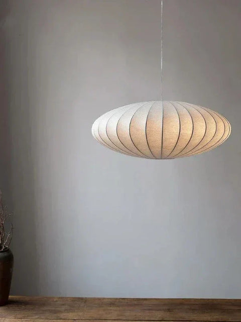Pleated Fabric Pendant Ceiling Light with Wide Rounded Shade for Modern Interiors