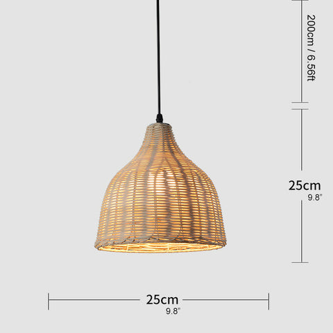 Tapered Rattan Basket Pendant Light
