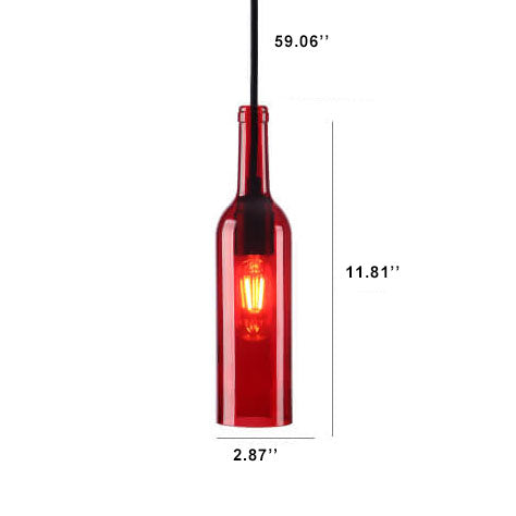 Glass Wine Bottle Pendant Light with Industrial Styling