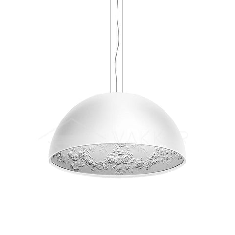 Pendant Light with Dome Shade and Sculpted Floral Interior