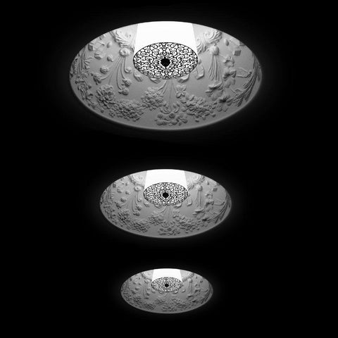 Pendant Light with Dome Shade and Sculpted Floral Interior