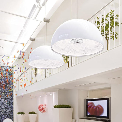 Pendant Light with Dome Shade and Sculpted Floral Interior