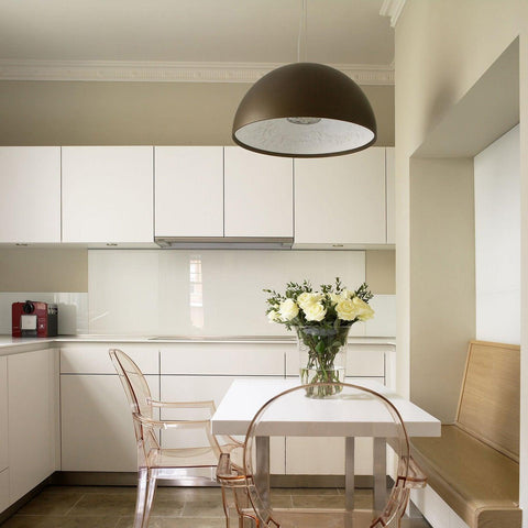 Pendant Light with Dome Shade and Sculpted Floral Interior