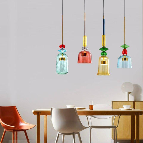 Decorative Glass Pendant Light with Sculptural Shade and Adjustable Hanging Cable