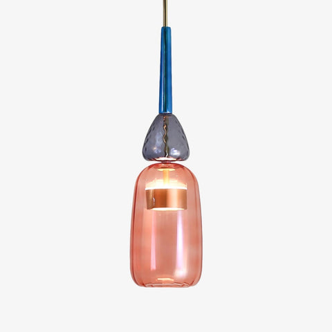 Decorative Glass Pendant Light with Sculptural Shade and Adjustable Hanging Cable