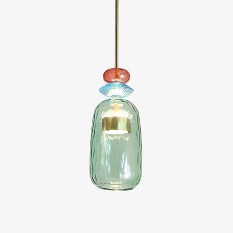 Decorative Glass Pendant Light with Sculptural Shade and Adjustable Hanging Cable