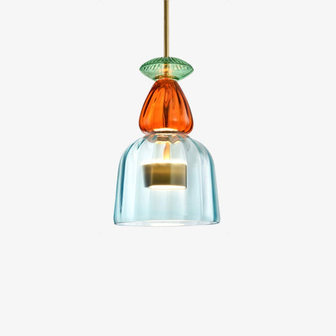 Decorative Glass Pendant Light with Sculptural Shade and Adjustable Hanging Cable