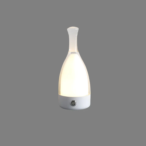 Bottle-Shaped Rechargeable LED Table Lamp with Transparent Glass-Style Shade and Colorful Base