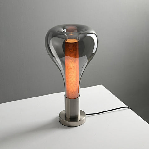 Artistic Glass Table Lamp with Warm LED Lighting and Sculptural Decorative Shade