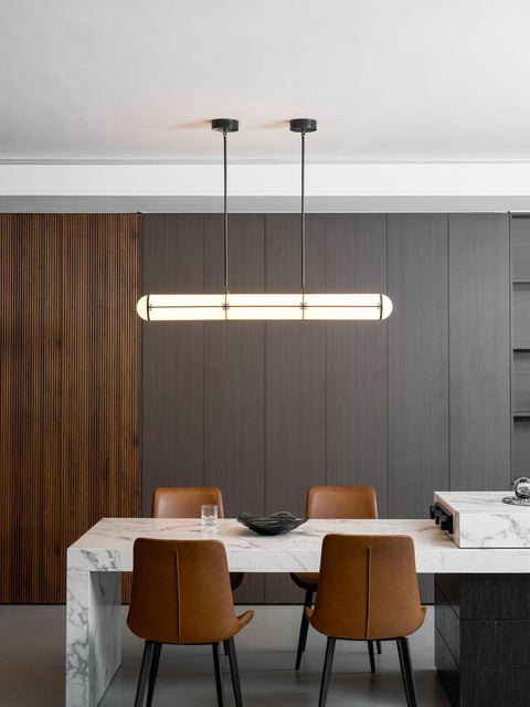 Endless Linear Pendant Light with Cylindrical Acrylic Shade