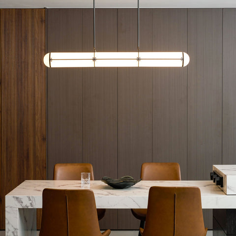 Endless Linear Pendant Light with Cylindrical Acrylic Shade