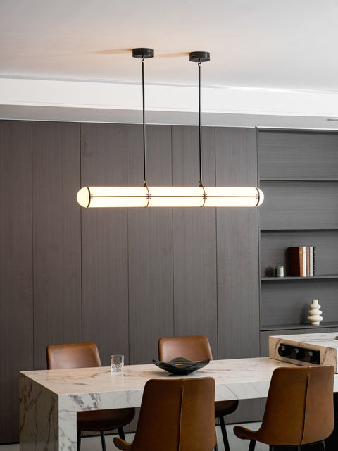 Endless Linear Pendant Light with Cylindrical Acrylic Shade