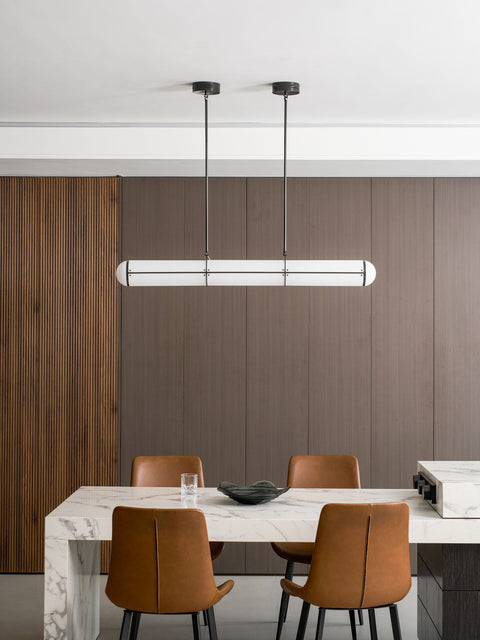 Endless Linear Pendant Light with Cylindrical Acrylic Shade
