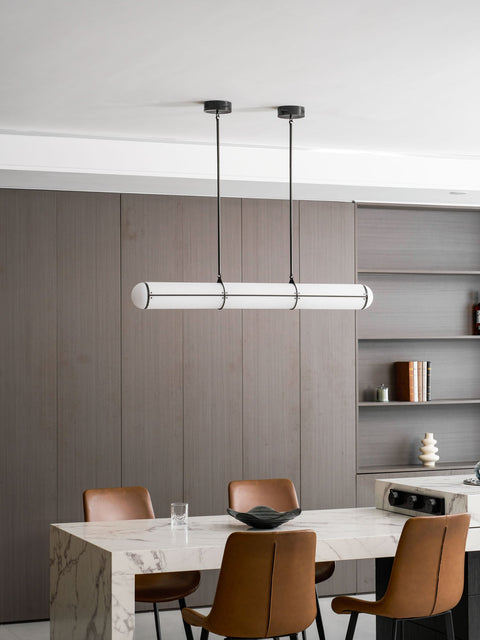 Endless Linear Pendant Light with Cylindrical Acrylic Shade