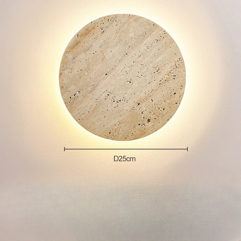 Wall Light with Round Travertine Shade