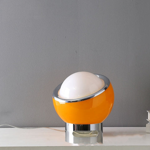 Minimalist Opal Glass LED Table Lamp with Stainless Steel Base and Rotary Switch