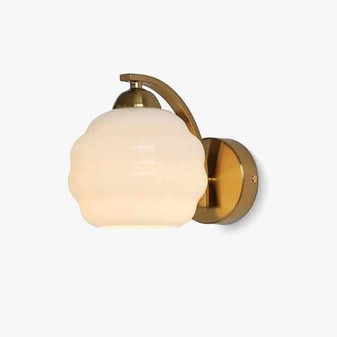 Vintage Art Deco Glass Wall Lamp with Curved Metal Arm and E26/E27 Bulb Socket