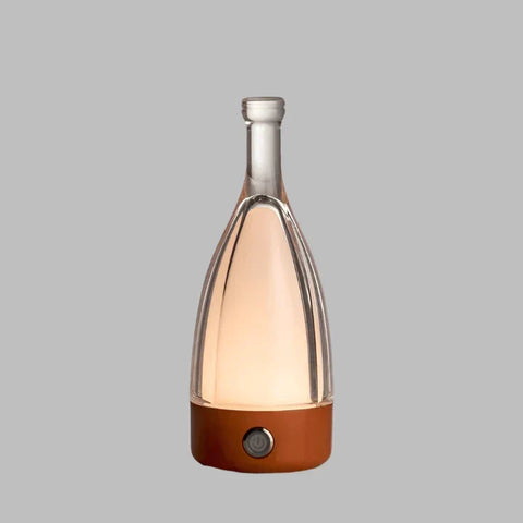 Bottle-Shaped Rechargeable LED Table Lamp with Transparent Glass-Style Shade and Colorful Base