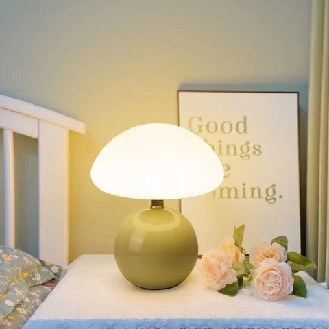 Mushroom Ceramic Table Lamp with Adjustable LED Lighting for Modern Interiors