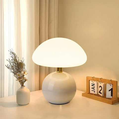 Mushroom Ceramic Table Lamp with Adjustable LED Lighting for Modern Interiors